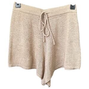 Beige Botany Shorts - Cozy High Waist Knit in Beige - M